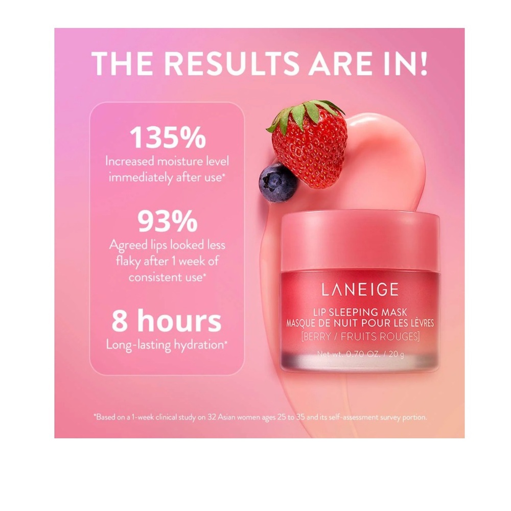 LANEIGE Lip Sleeping Mask Balm Berry Fruits Rouges Mini Travel‎ Size .10oz New - Picture 4 of 5